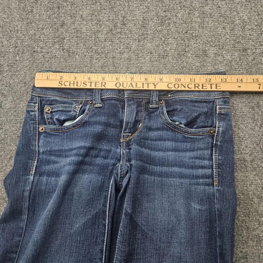 American Eagle Slim Boot Jeans Womens 00 Short Dark Wash Stretch Low Rise Denim - Picture 7 of 11